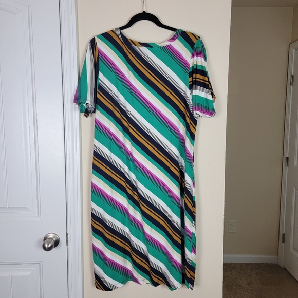 Allison Brittney Green Multicolor Striped Dress Sz XL - Picture 6 of 8